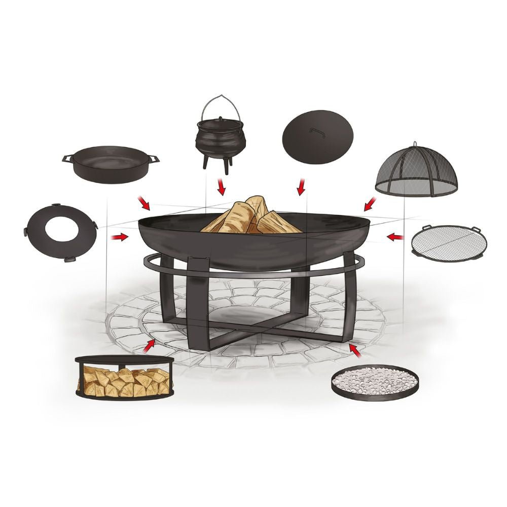 LUNAR – Moderne ⌀ 80cm Feuerschale mit Grillfunktion für Garten & Terrasse