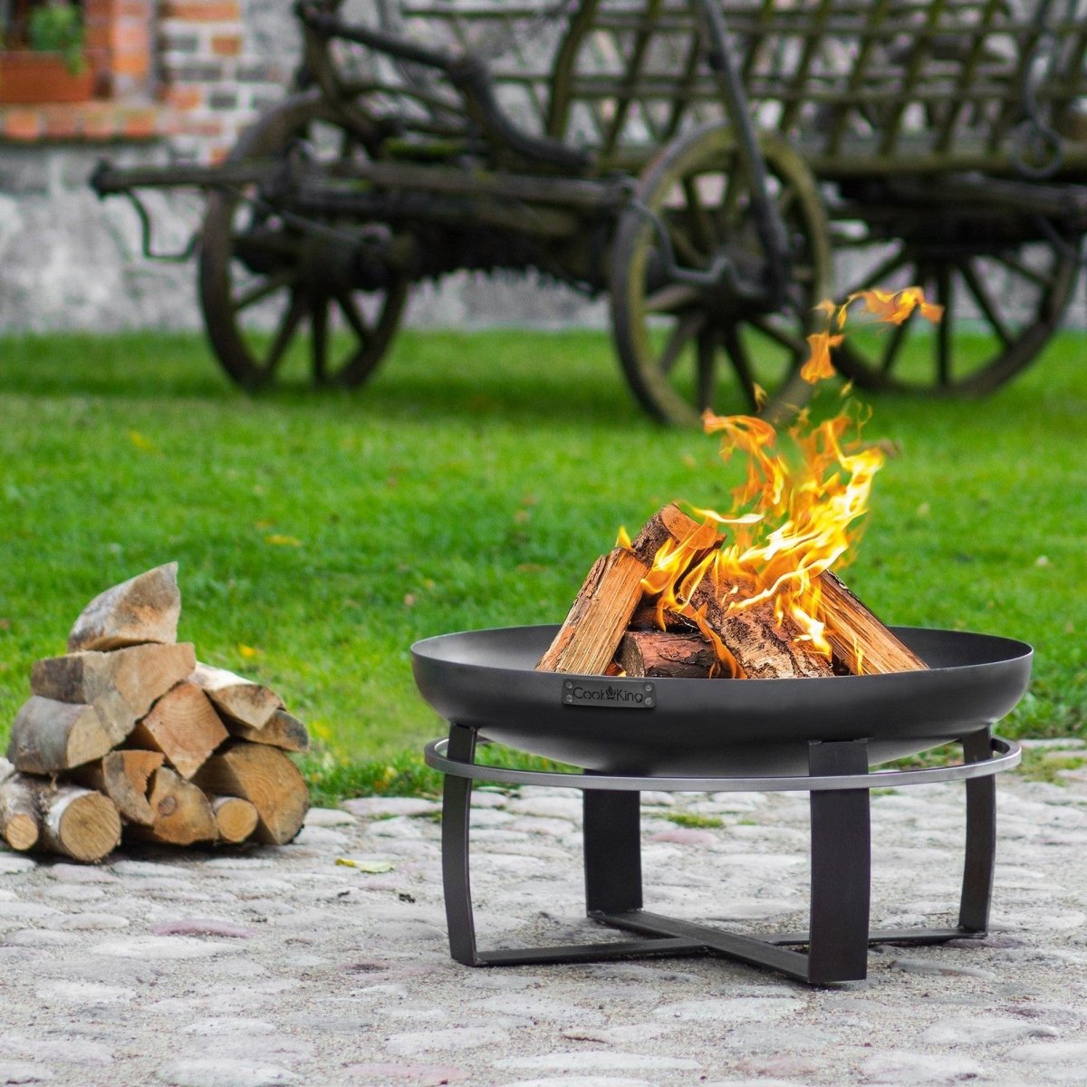 LUNAR – Moderne ⌀ 80cm Feuerschale mit Grillfunktion für Garten & Terrasse
