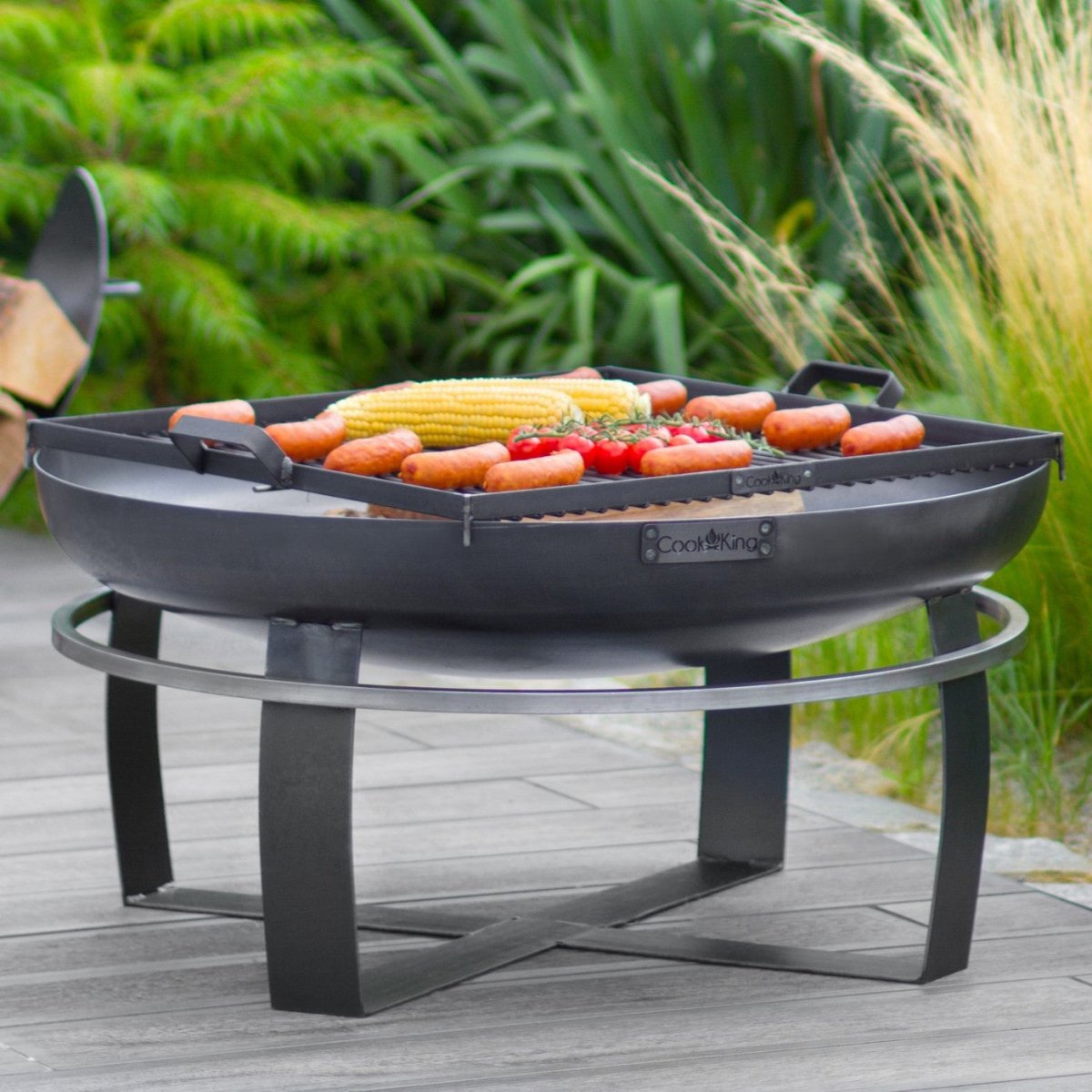 LUNAR – Moderne ⌀ 80cm Feuerschale mit Grillfunktion für Garten & Terrasse