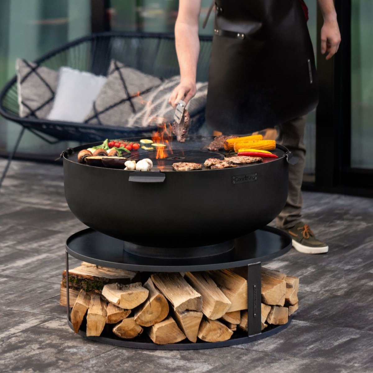 NOVA – Stilvolle ⌀ 80cm Feuerschale mit Grillfunktion für deinen Garten