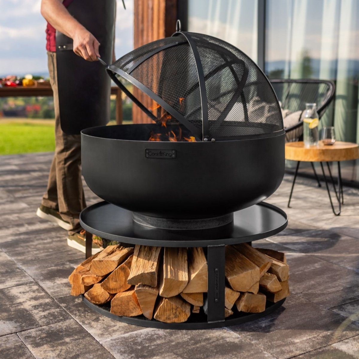 NOVA – Stilvolle ⌀ 80cm Feuerschale mit Grillfunktion für deinen Garten