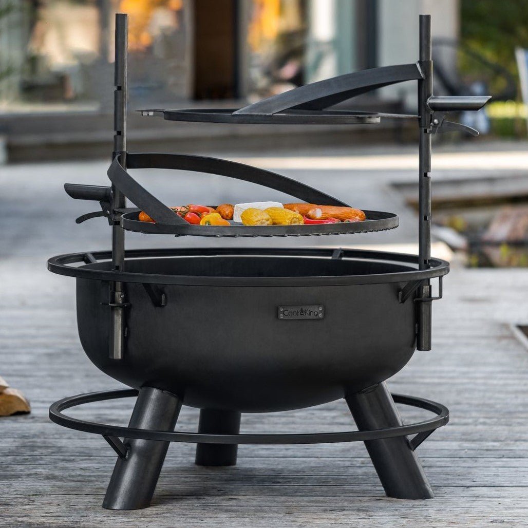 FERRO – Premium ⌀ 80cm Feuerschale mit ⌀ 60cm höhenverstellbarem Grillrost