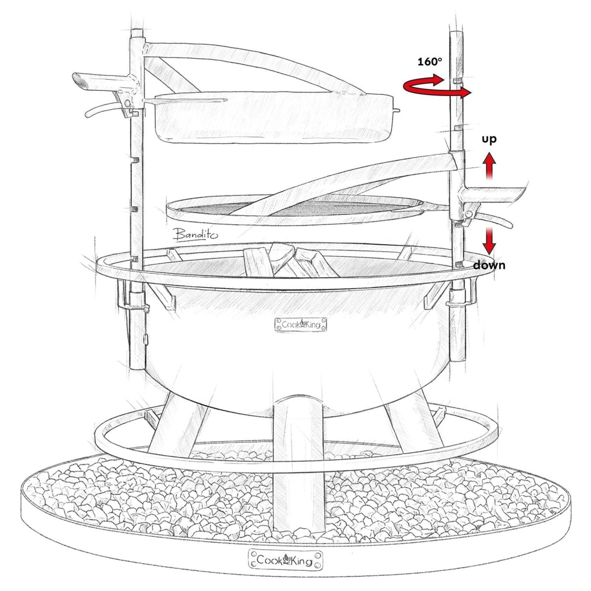 FERRO – Premium ⌀ 80cm Feuerschale mit ⌀ 60cm höhenverstellbarem Grillrost