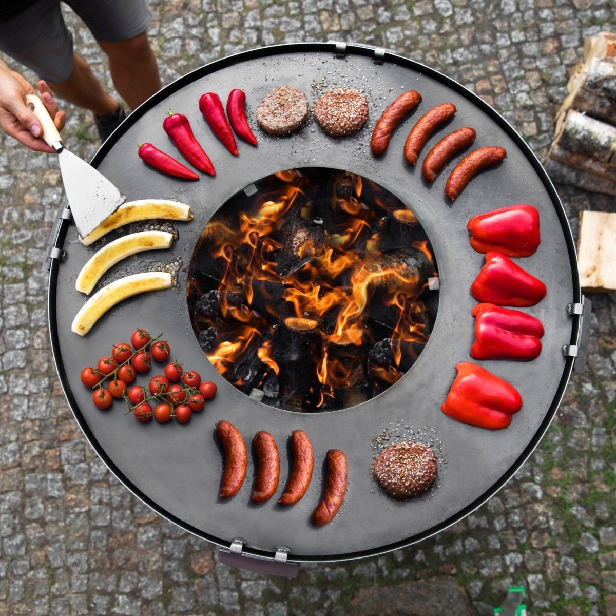 SOLARIS – XXL ⌀ 80cm Feuerschale mit Grillfunktion