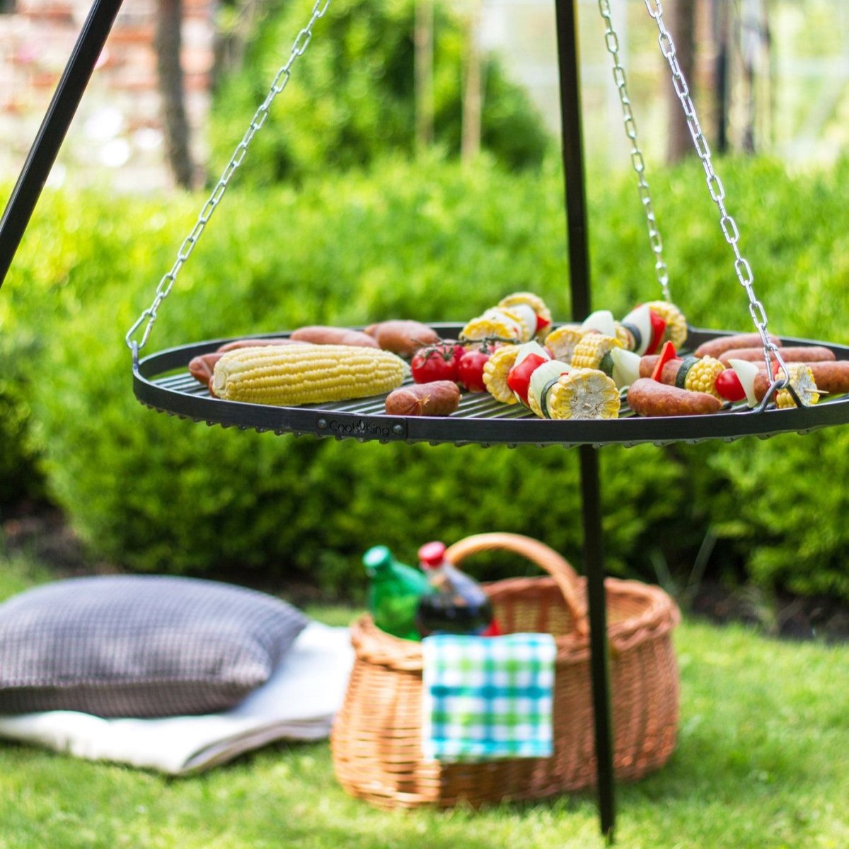 VIKING – XXL 180cm Schwenkgrill mit Kurbel &  Ø 80 cm Grillrost für echtes Grillvergnügen