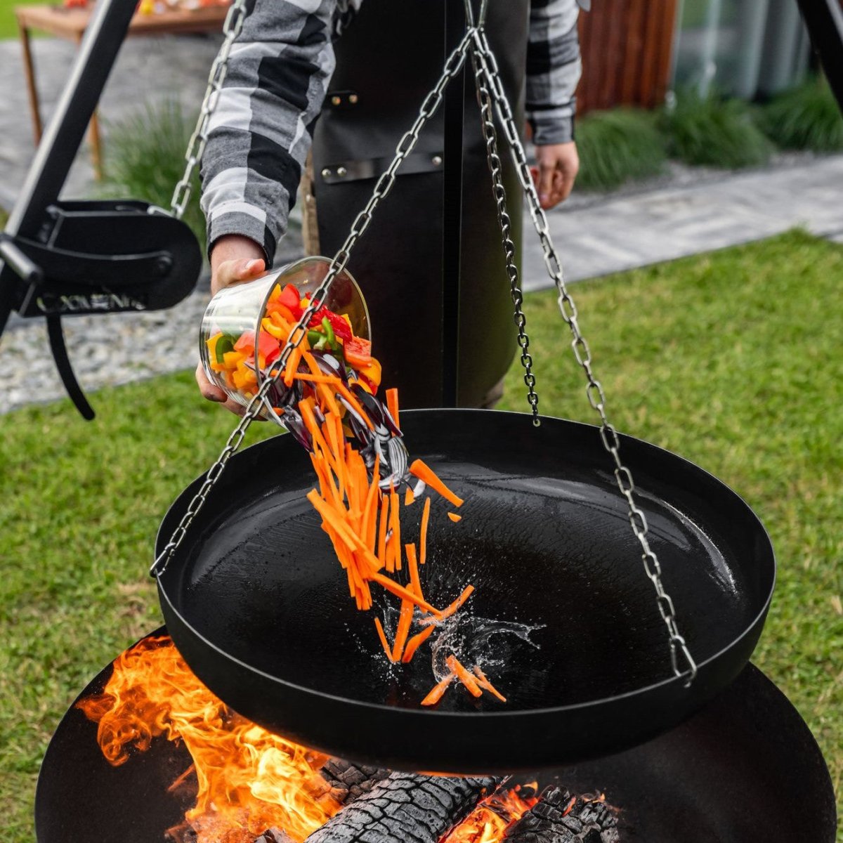 VIKING – XXL 180cm Schwenkgrill mit Kurbel &  Ø 80 cm Grillrost für echtes Grillvergnügen